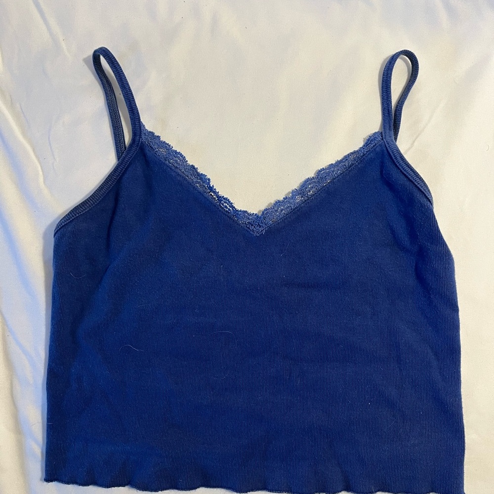 Brandy Melville Blue Lace Trim Tank Top